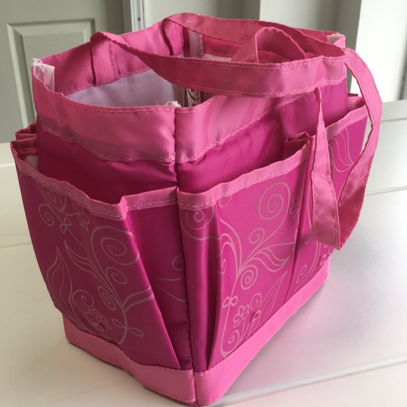 Pink Gardening Tote with Pi Beta Phi blue letters - Picture 5 of 6
